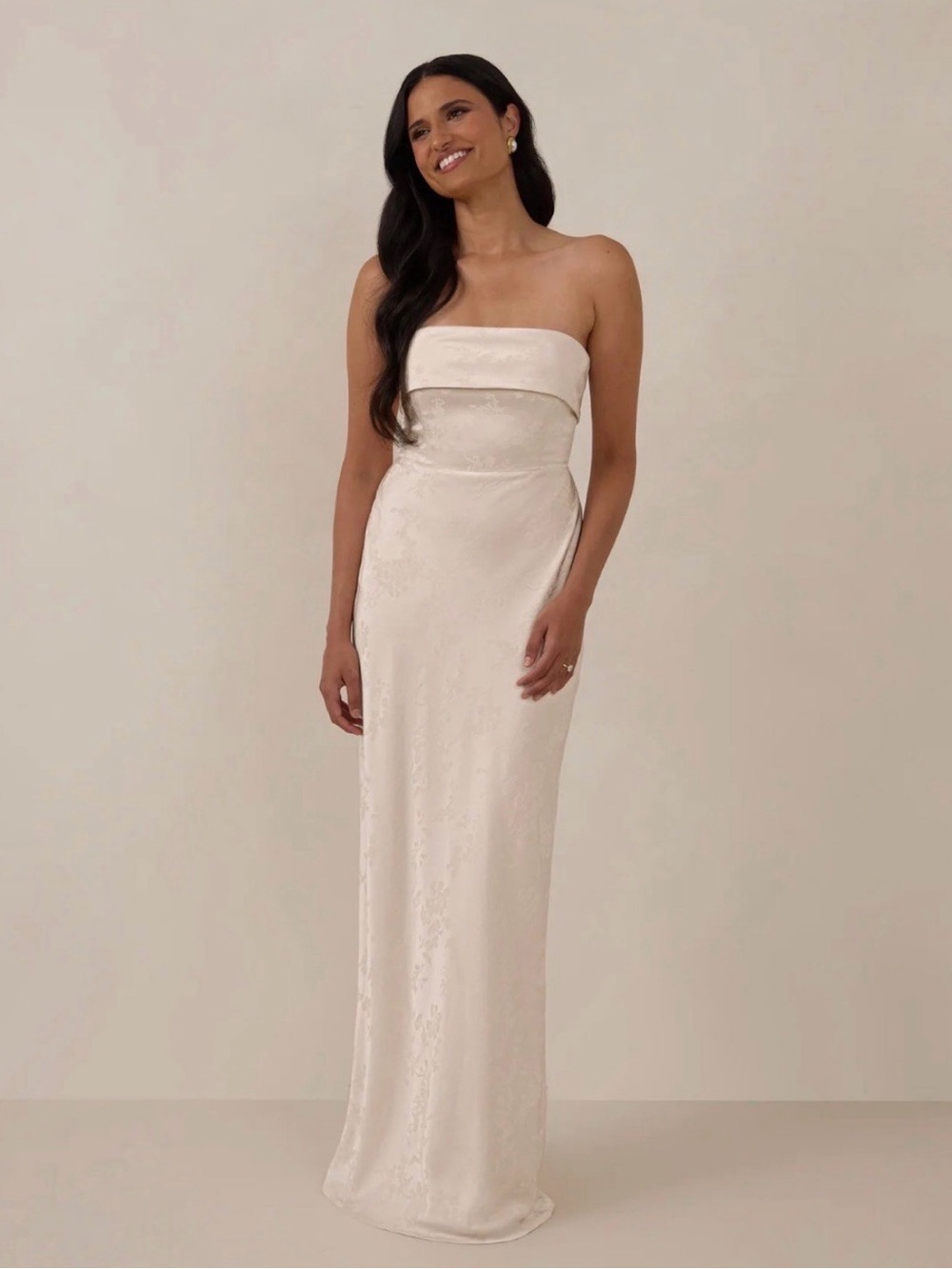 Park & Fifth Strapless Satin Column Dress in Ivory